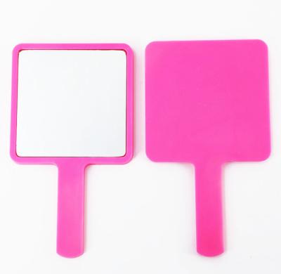 China Manufacturer Direct Handle Mirror Large Handheld Square Shaped ABS Plastic Lighted Hand Held Makeup Mirror for sale