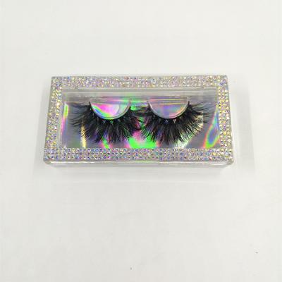 China Long Box 25mm Long Lashes Container Natural Custom Packaging Faux Stones Lashbox With Tray Clear Acrylic Lashcases For 3D Mink Lashes for sale