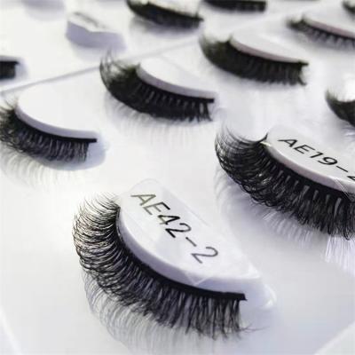 China Wholesale Thick Natural Mink Russian Lashes 3D Faux Long Deep Curl Curl False Wink Winged Strip Eyelash Curly D Curl Lash Strip for sale