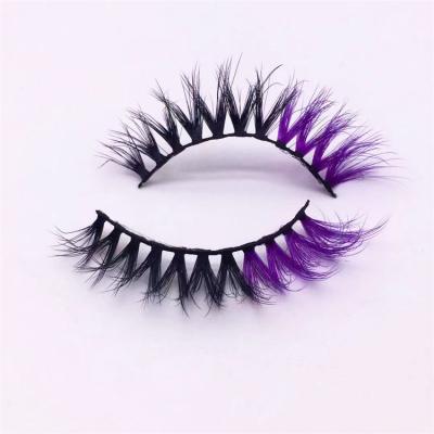 China New Design Russian Colored Lashes Thick 3D Custom Lashes Custom Eyelash Vendor Colored 3D Tapered Faux Mink Silk Strip Color Lashes for sale