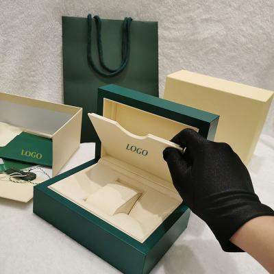 China Complete Set Wooden R0lex High Quality Stock Luxury Green Watch Boxes Drop Shipping Watches Gift Box Suitable For Watch Storage for sale