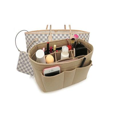 China Fashion Custom Felt Make Up Bag Women Travel Felt Cosmetic Storage Handbag Insert Organizer for sale