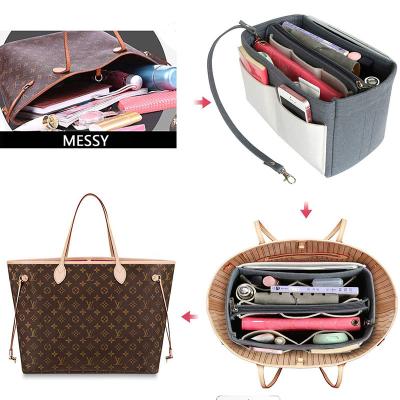 China Fashion Felt Make Up Bag Women Travel Felt Cosmetic Storage Handbag Insert Organizer for sale