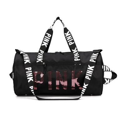 China 2022Wholesale Custom Hot Sale Water Proof LOGO Pink Duffle Polyester Waterproof Gym Bag For Women Gym Bag for sale