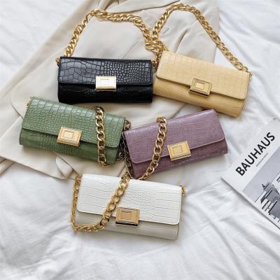 China Fashion Women Designer Crocodile Pattern Chain Sling Handbags and Purses Armpit Bags For Women Shoulder Handbag for sale