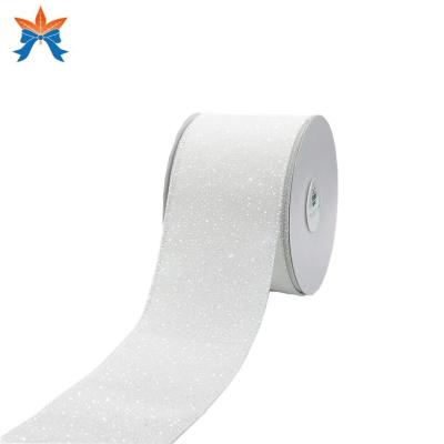 China Cable Satin With White Glitter 100% Polyester Cabled Flexible Ribbon for sale