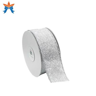 China Cable Satin With Glitter Cabled 100% Polyester Ribbon Bulk Suppliers for sale