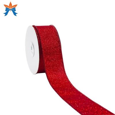 China Cable Satin with Red Glitter Ribbon Red Cable Wholesale for sale