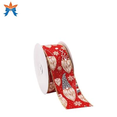 China Red Cable Satin with Elf Christmas Cabled Ribbons for sale