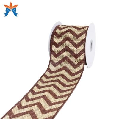 China Home&Office Cable Burlap With Brown Chevron Cabled Stain Ribbon for sale