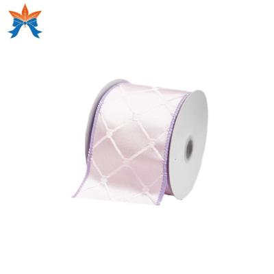 China Light Purple Jacquard Cable Rhombus Cabled Ribbon In Bulk Cheap for sale