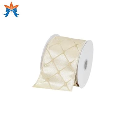 China Jacquard Cable Ivory Rhombus Cabled Ribbon Netting for sale