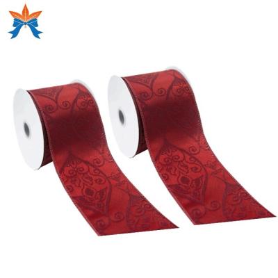 China Wine Jacquard Wired Damask Wired Stain Ribbon for sale