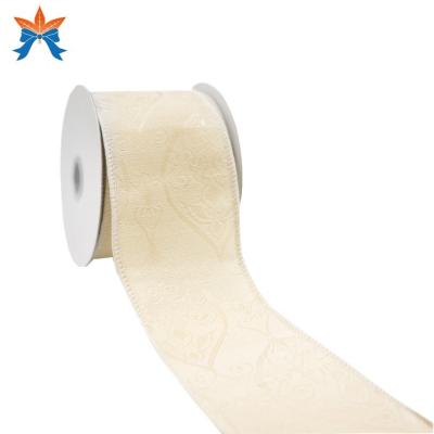 China Ivory Cable Jacquard Damask Cabled Ribbon Netting for sale