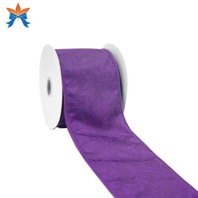 China Purple Jacquard Flower Cable Ribbon Cable Roll for sale