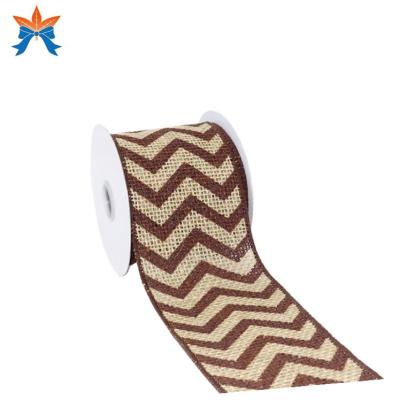 China Autumn Cable Burlap with Brown Chevron Cabled Ribbon for sale