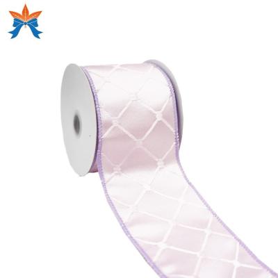 China Cable Baby Shower and Wedding Cable Ribbon by Light Purple Black and White Jacquard Rhombus for sale