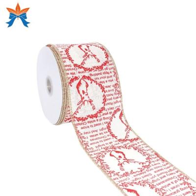 China Cotton Cable Cloth With Red Merry Christmas Cabled Ribbon Gift for sale