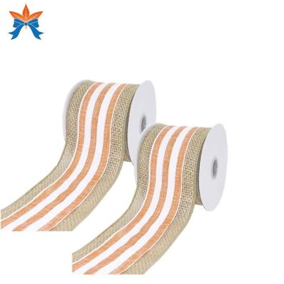 China Halloween Cable Burlap With White+Orange Cabled Famous Brand Ribbon for sale