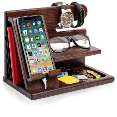 China Waterproof Hot Selling Wooden Docking Station and Phone Men's Instruments Watch Wallet Key Organizer Holder for sale