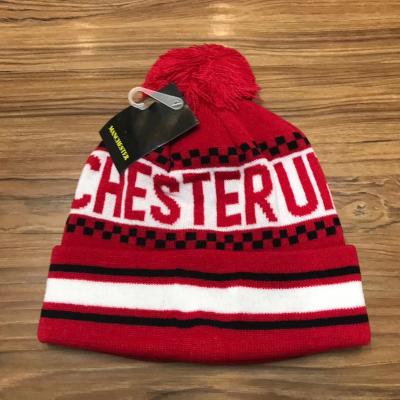 China Custom Logo JOINT Team Soccer Beanies Club Fan Logo Winter Sports Hat MU Football for sale