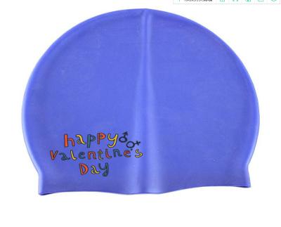 China Convenient Custom Printed 100% Waterproof Silicone Swim Caps For Adult for sale