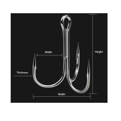 China High Carbon Steel Treble Hooks Around Bent Triple Hard Artificial Lure Spinner Fishing Hooks Treble Hooks With Holes for sale