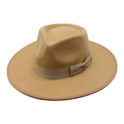 China 2022 New Character Style Wholesale Custom Bow Decorative Fadora Hat For Men And Women Unisex Jazz Felt Fedora Hats for sale