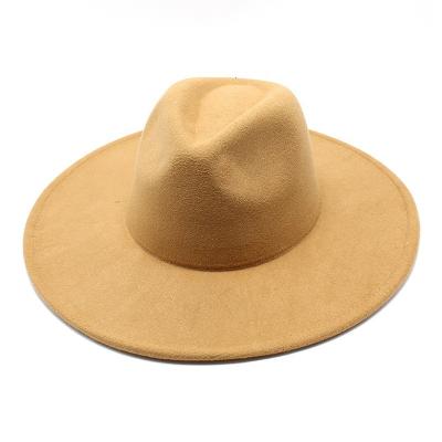 China 2022 Picture Flat Brim 9.5cm Fedora Hat For Winter Custom Wholesale Women Biggest Felt Jazz Cap For Men for sale