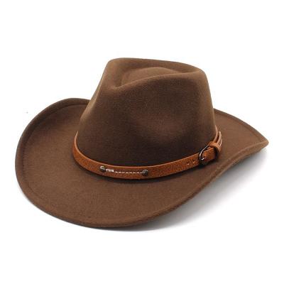 China Wholesale Image 2022 Manufacturers Fashion New Outdoor Quality Cowboy Felt Cowboy Hat Vintage High Hats For Women And Men for sale