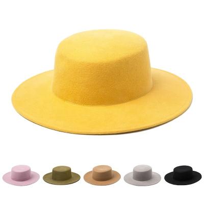 China 2022 new character 2022 new pure woolen flat ladies hat flat surface wool travel style felt wholesale custom outdoor hat for sale