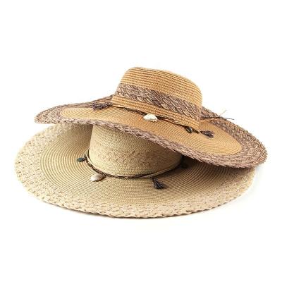 China 2022 Hot Sale Wholesale Custom Wide Brim Striped Straw Hat Summer Beach Sunhat For Women In Summer Spring for sale