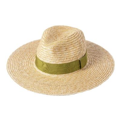 China Barred 2022 Wholesale Customized Wheat Straw Hats For Woman Sun Hats With Rope Beach Sunscreen Decorative Panama Hat for sale