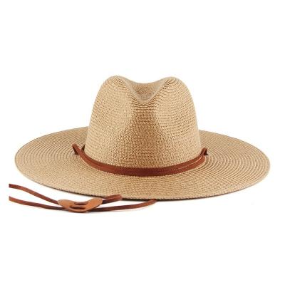 China 2022 New Summer Beach Striped Outdoor Resort Traveling With Wind String Straw Hat High Quality Sombrero Panama Hats Women for sale