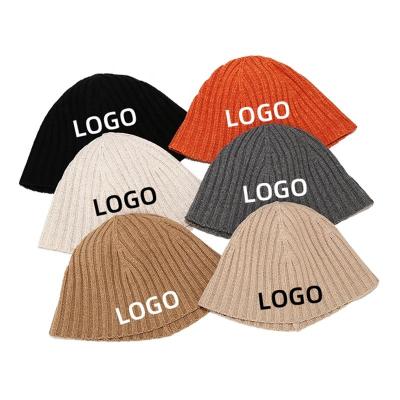 China 2022 Wholesale Custom Logo Picture Chunky Acrylic Knitted Bucket Hat Foldable Crochet Warm Hats For Women Men Unisex Fisherman Hat for sale