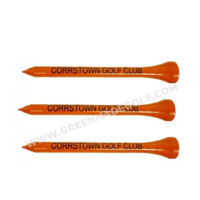 China New Product Golf Wooden Golf Tee Orange Color Golf Tee Volume Printed Cheap Wooden Golf Tees for sale