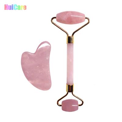 China 100% Natural Private Label Reduce Wrinkle And Circle Dark Beauty Facial Roller Massager Machines Gemstone Massage Jade Roller Set for sale