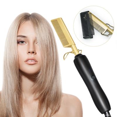 China 2020 Compact Mini Electric Hot Comb Straighten Suitable Comb Straightener and Hot Curler Hair Comb for sale