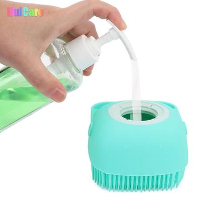 China EXFOLIATE Dog Pet Brush Bath Massage Cleaning Brush Dispenser Soft Silicone Bath Shampoo Brush Dispenser for sale