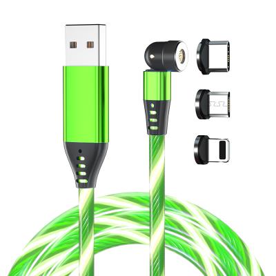 China Wholesale Mobile Phone MP3 GPS Tablet On Stock Amazon Magnetic Led Luminous Cable 540 Degree Cable USB Charging 3 In 1 Charging Cable For All Mobile Phone for sale