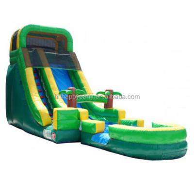 China Commercial Pool Rental Tropical Inflatable Park Slide Palm Green Backyard Amusement Water Slides For Kids Adults for sale