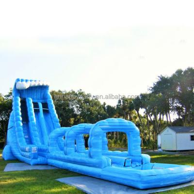 China Rental 30ft Monster wave blue crush waterslide adult size inflatable water slide with pool for sale