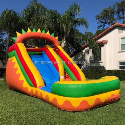 China Kids Rental Commercial Inflatable Backyard Small Water Slide Rainbow Waterslides With Pool for sale