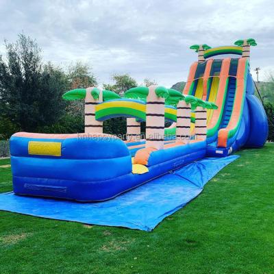 China Commercial Water Slide Rental Inflatable Lane 30ft Double Slides With Slip And Slide for sale