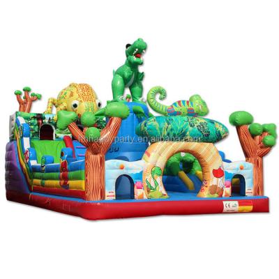 China Bounce Rental Commercial House PVC Dino Dinosaur Combo Inflatable Slide Playground For Jumping for sale