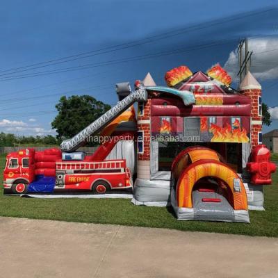 China Fire Wet Dry Rental House Party Bouncy Castle Jumping Combo Bounce Inflatable House For Kids Adults for sale