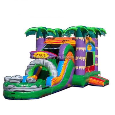 China Rental Maui palm tree commercial bounce house inflatables water slide jumping castle for kids for sale