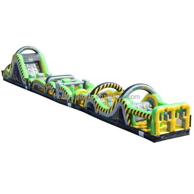 China Corporate events/birthday parties/team building parties/company events Outdoor 100ft ridical run caution wipeout commercial inflatable obstacle course for kids adults for sale