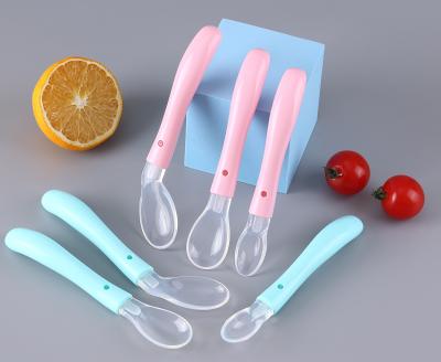 China Food grade BPA free toddler training feeding soft tip silicone kids baby spoon baby tablewaree for sale