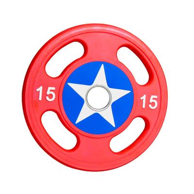 China Durable Wholesale Weightlifting Five-pointed Barbell Rubber Gym Weight Plate for sale